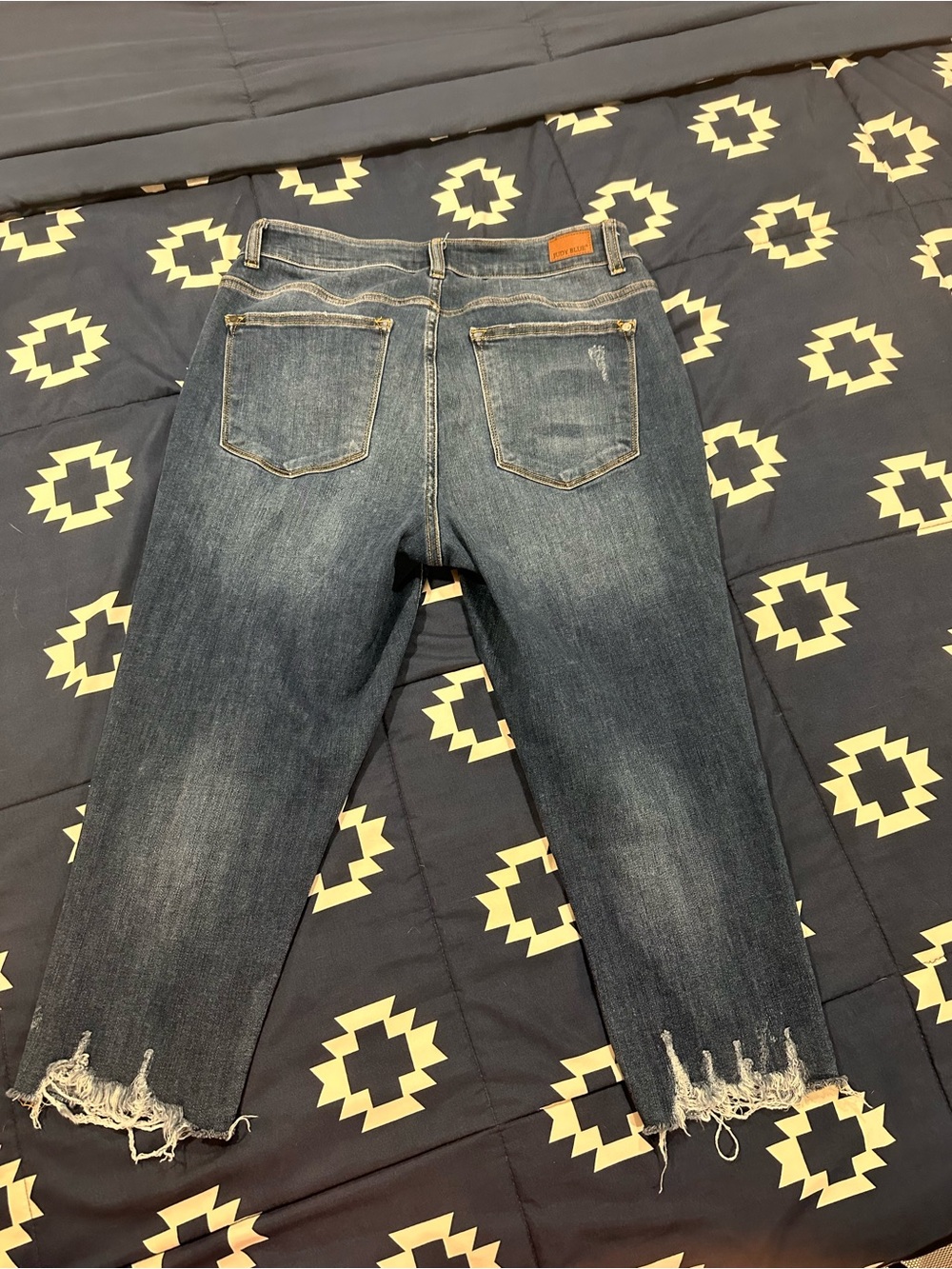 Judy Blue Distressed Cropped Jeans - Medium Blue Wash - Picture 3 of 4